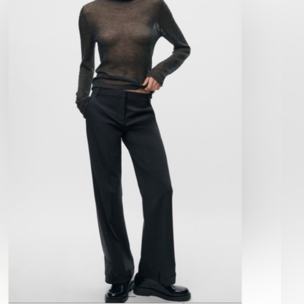 🩵 ZARA Black Drawstring Hem Pants Trousers